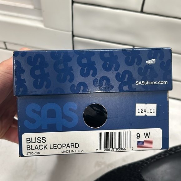 SAS Bliss Wedge Velvet Black Leopard Print Slip-On Shoes 9W - Picture 7 of 14